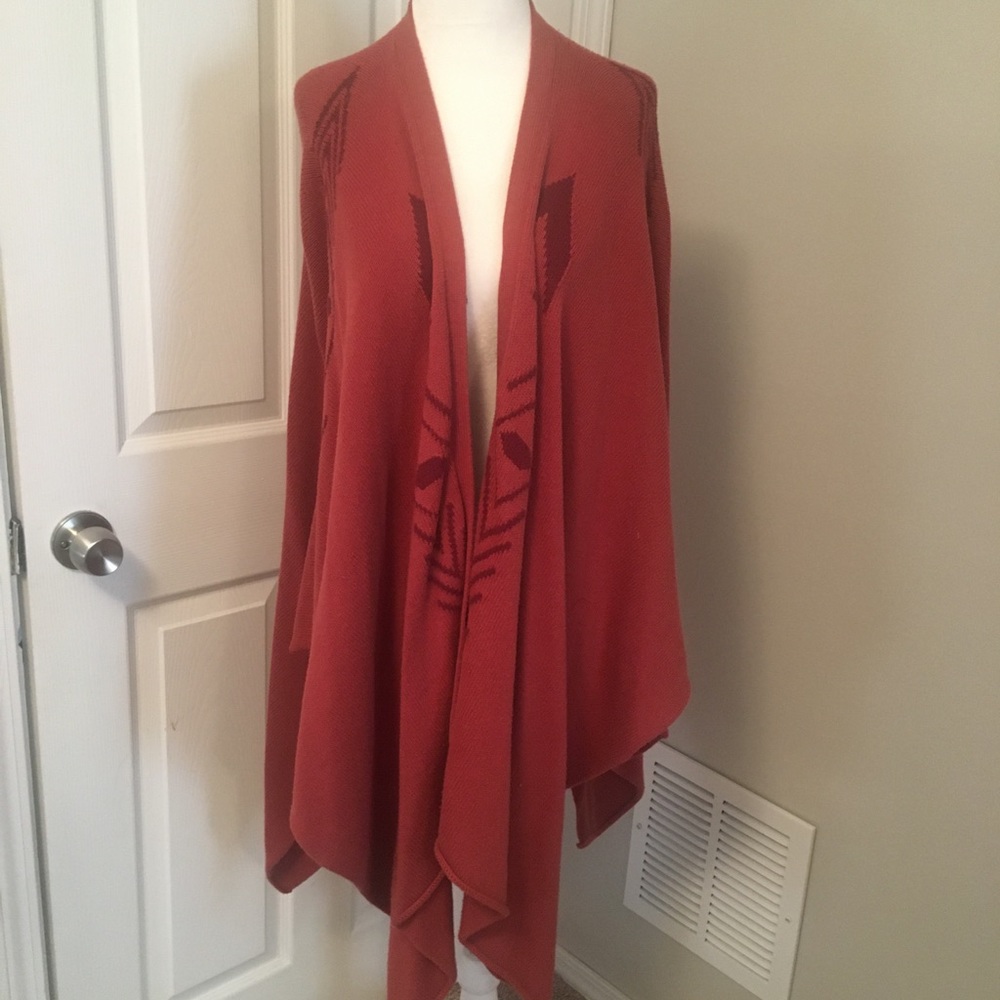 Burnt orange cardigan/poncho one size